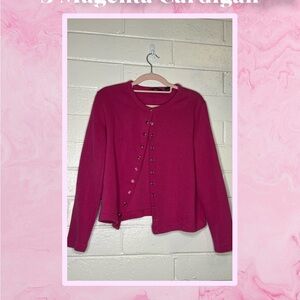 Women's Magenta Cardigan Sweater